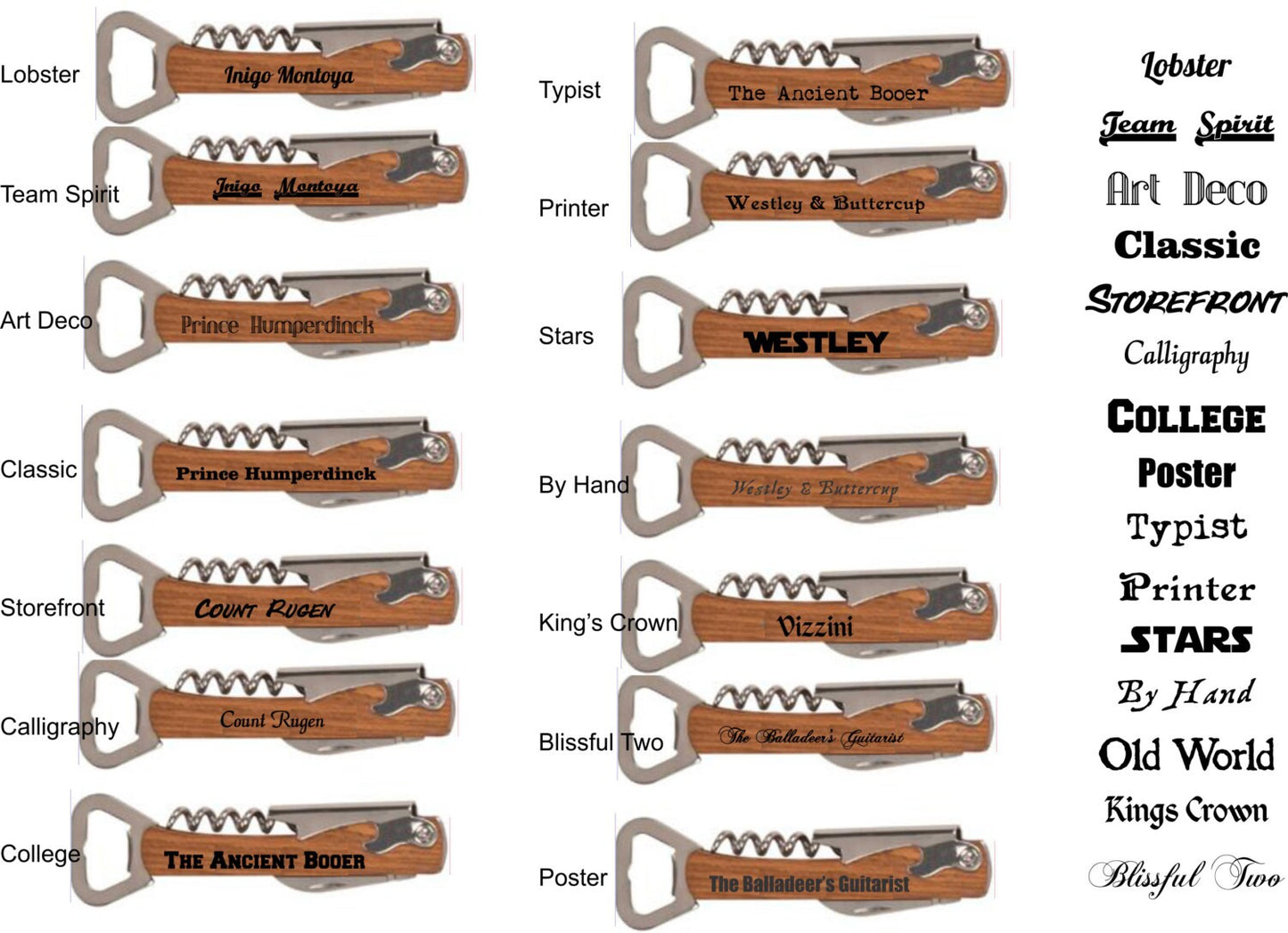 Personalized Bottle Opener and Wine Corkscrew with 4 Tools