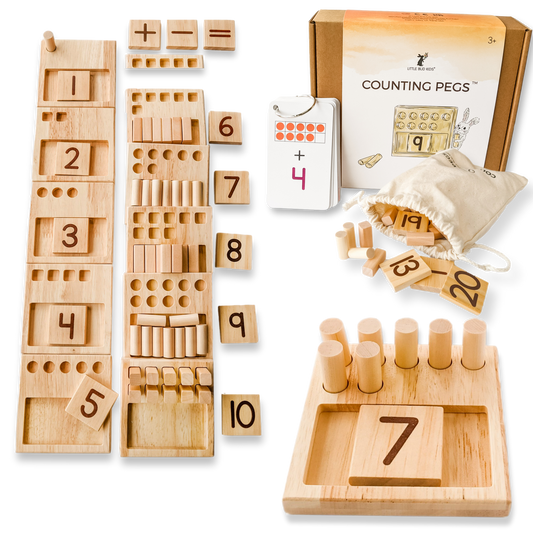 Counting Pegs Math Toy Set & Ten Frame Addition Flashcards