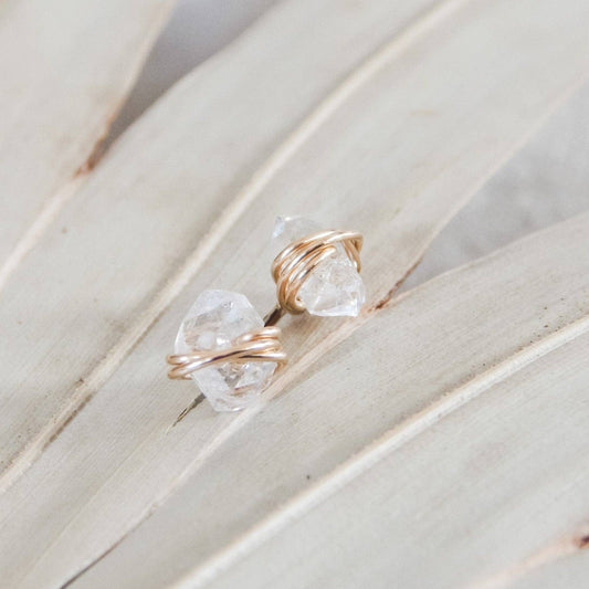 Herkimer Diamond Stud Earrings - Hypoallergenic, Natural