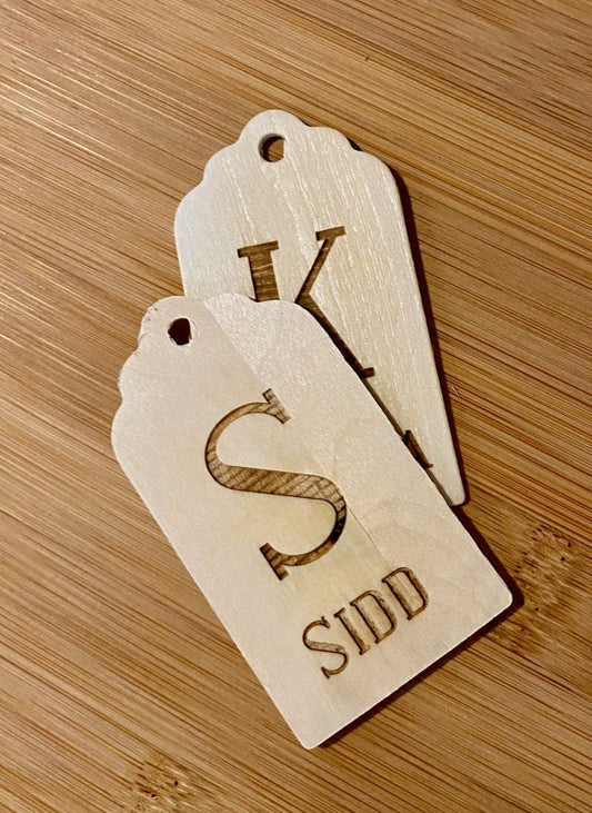 Personalized Initial Wooden Gift Tag